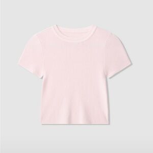Women’s Summer Light Pink Short Sleeve Casual Cropped Knitted T-Shirt
